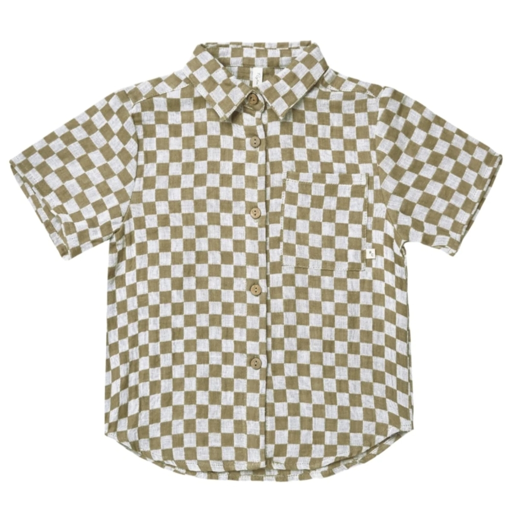 Rylee + Cru Olive Checked Shirt 6-7